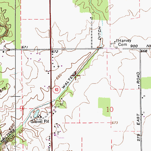 Topographic Map of Walters Ditch, IN