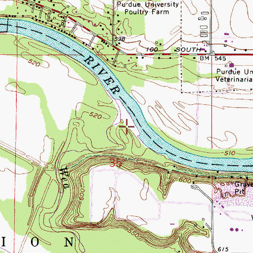 Topographic Map of Wea Creek, IN