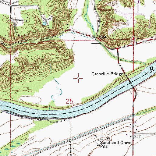 Topographic Map of Granville Bridge, IN