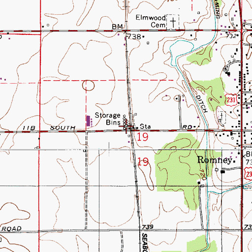 Topographic Map of Corwin, IN