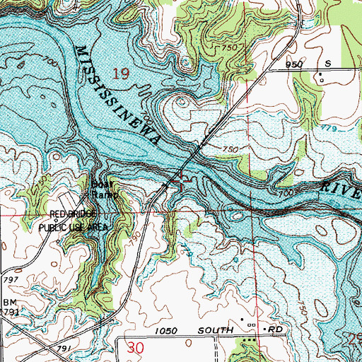 Topographic Map of Red Bridge, IN