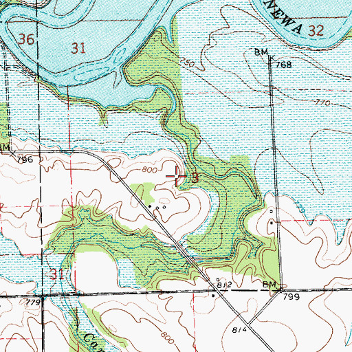 Topographic Map of Reserve Number Three, IN
