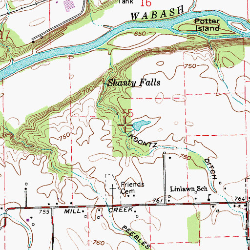 Topographic Map of Reserve Number Fifty-five, IN