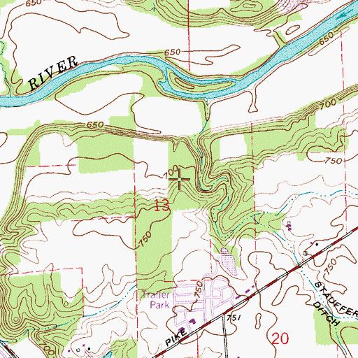 Topographic Map of Reserve Number Thirteen, IN