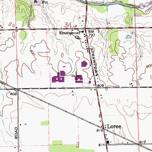 Topographic Map of Maconaquah Middle School, IN