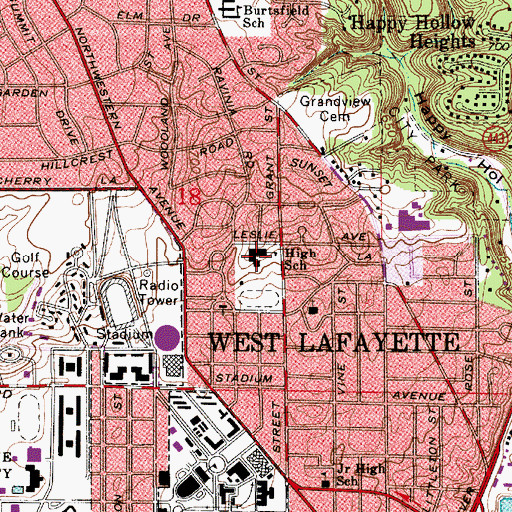Topographic Map of West Lafayette Junior - Senior High School, IN