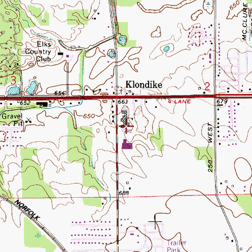 Topographic Map of Klondike Junior High School, IN