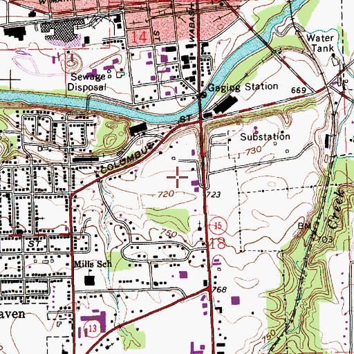 Topographic Map of WAYT-AM (Wabash), IN