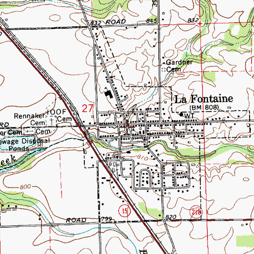 Topographic Map of La Fontaine, IN
