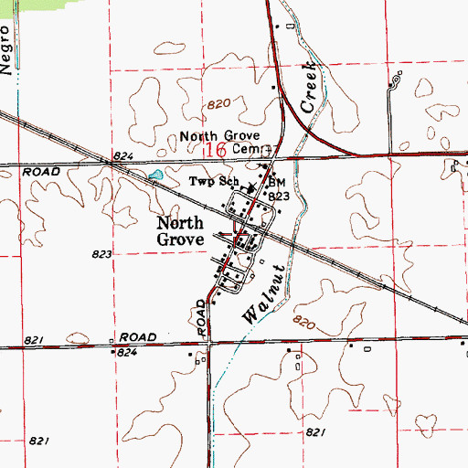 Topographic Map of North Grove, IN