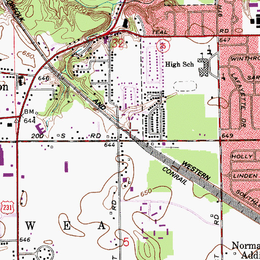 Topographic Map of Tippecanoe County, IN
