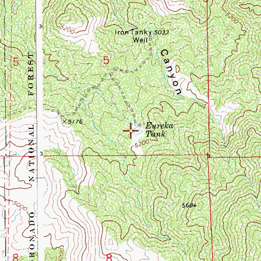 Topographic Map of Eureka Tank, AZ