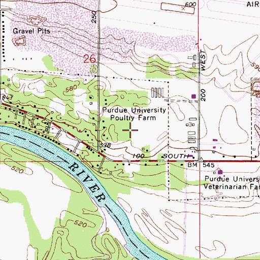 Topographic Map of Purdue University Poultry Farm, IN