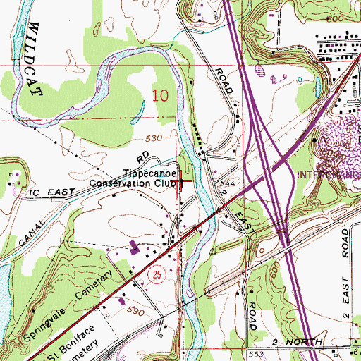 Topographic Map of Tippecanoe Conservation Club, IN