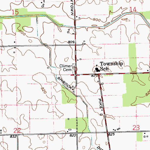 Topographic Map of Township of Clay, IN