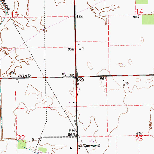 Topographic Map of Township of Sims, IN