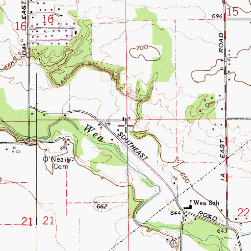 Topographic Map of Township of Wea, IN