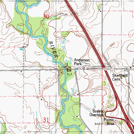 Topographic Map of Anderson Park, IA