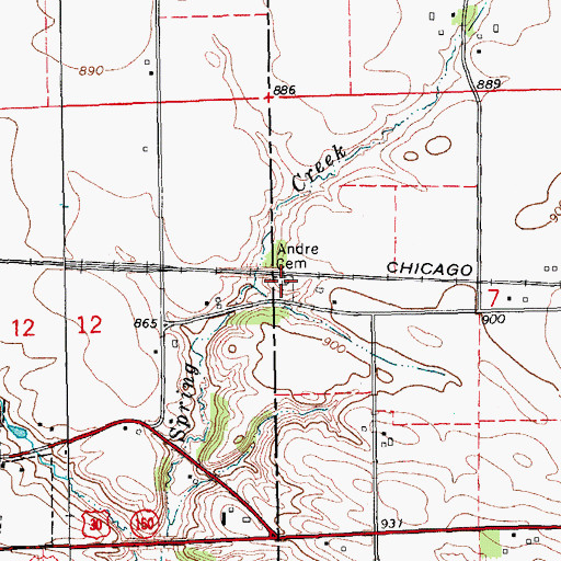 Topographic Map of Andre Cemetery, IA