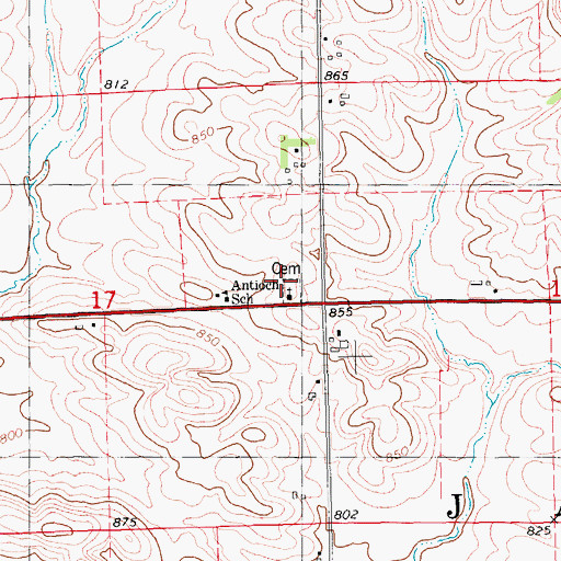 Topographic Map of Antioch Church, IA