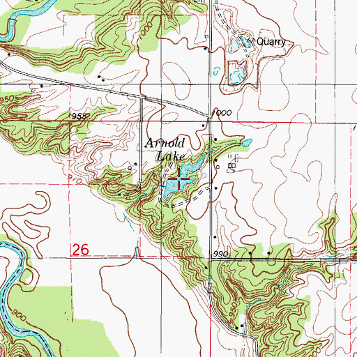 Topographic Map of Arnold Lake, IA