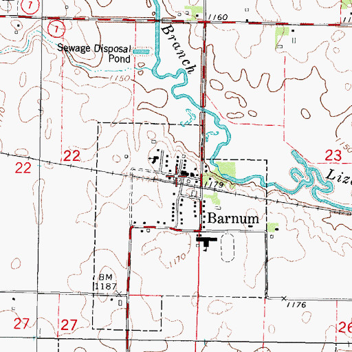 Topographic Map of Barnum, IA