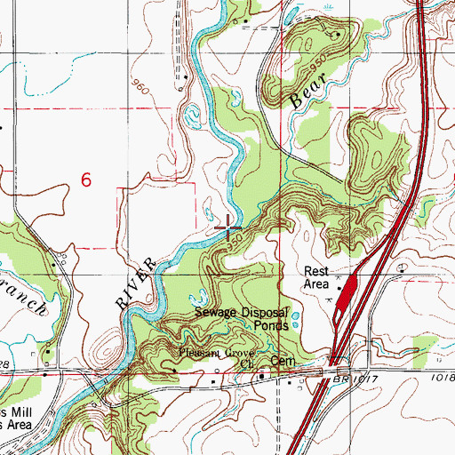 Topographic Map of Bear Creek, IA