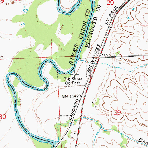 Topographic Map of Big Sioux County Park, IA