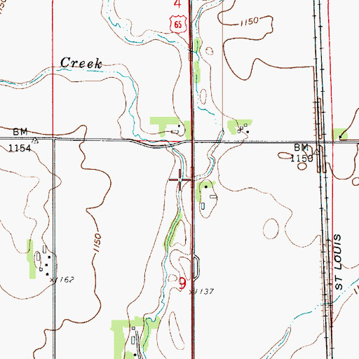 Topographic Map of Blair Creek, IA