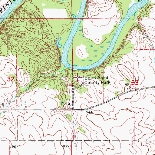 Topographic Map of Boies Bend County Park, IA