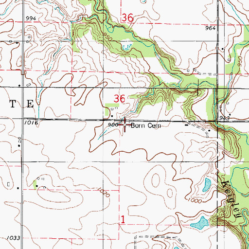 Topographic Map of Born Cemetery, IA