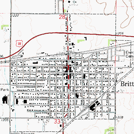 Topographic Map of Britt, IA