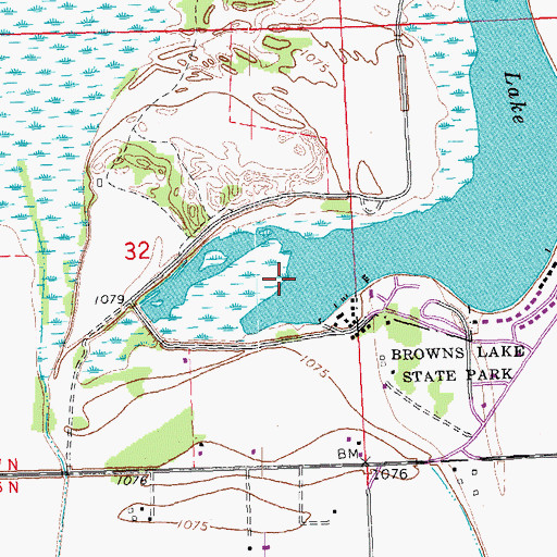 Topographic Map of Browns Lake, IA