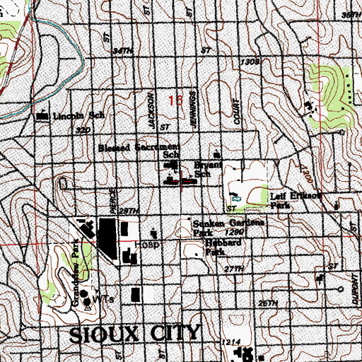Topographic Map of Bryant Elementary School, IA