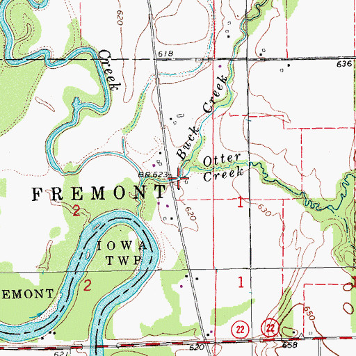 Topographic Map of Buck Creek, IA