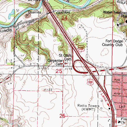 Topographic Map of C C Carpenter Cemetery, IA