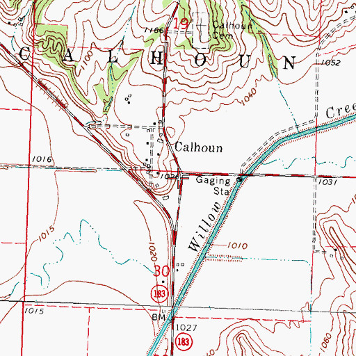 Topographic Map of Calhoun, IA