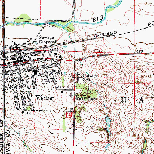 Topographic Map of Calvary Cemetery, IA