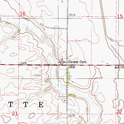 Topographic Map of Center Cemetery, IA