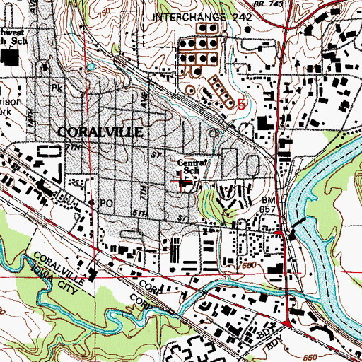 Topographic Map of Coralville Central Elementary School, IA