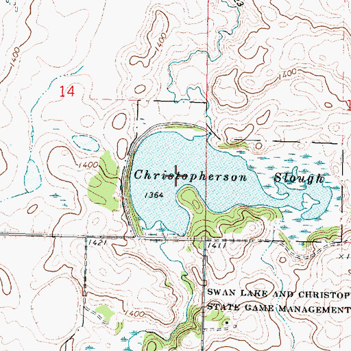 Topographic Map of Christopherson Slough, IA
