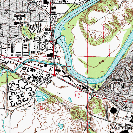 Topographic Map of Clear Creek, IA
