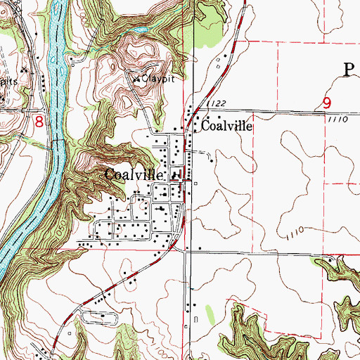 Topographic Map of Coalville, IA
