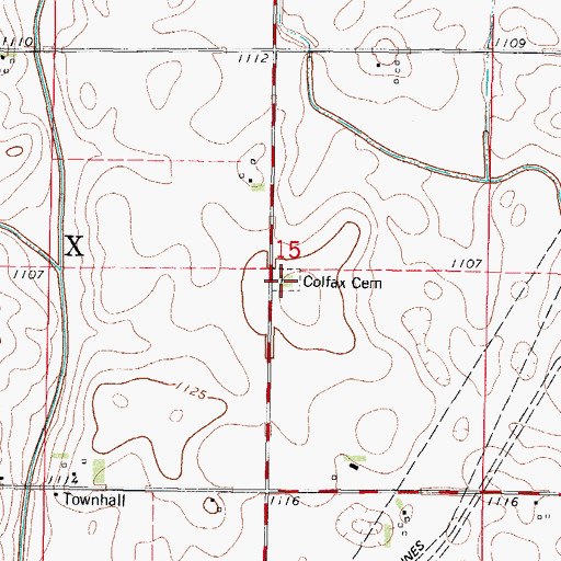 Topographic Map of Colfax Cemetery, IA