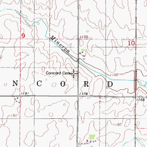 Topographic Map of Concord Township Cemetery, IA