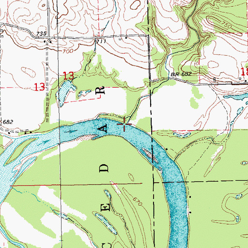Topographic Map of Coon Creek, IA