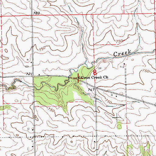 Topographic Map of Coon Creek Church, IA