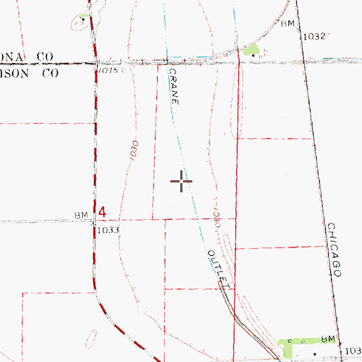 Topographic Map of Crane Outlet, IA