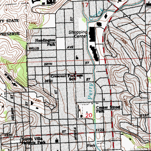 Topographic Map of Crescent Park Elementary School, IA