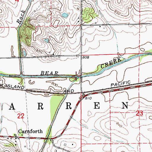 Topographic Map of Cub Creek, IA